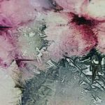 روسری ابریشم دوردستدوز طرح شکوفه بنفش