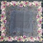 روسری ساتن ابریشم دستدوز طرح گل