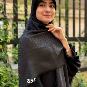 روسری مشکی ژاکارد لمه دار