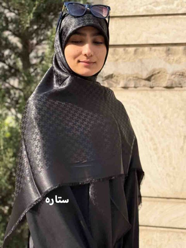 روسری مشکی ژاکارد لمه دار